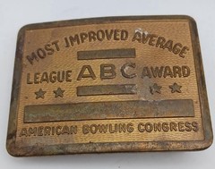 Vintage Belt Buckle American Bowling Congress Most Improved Average League Award