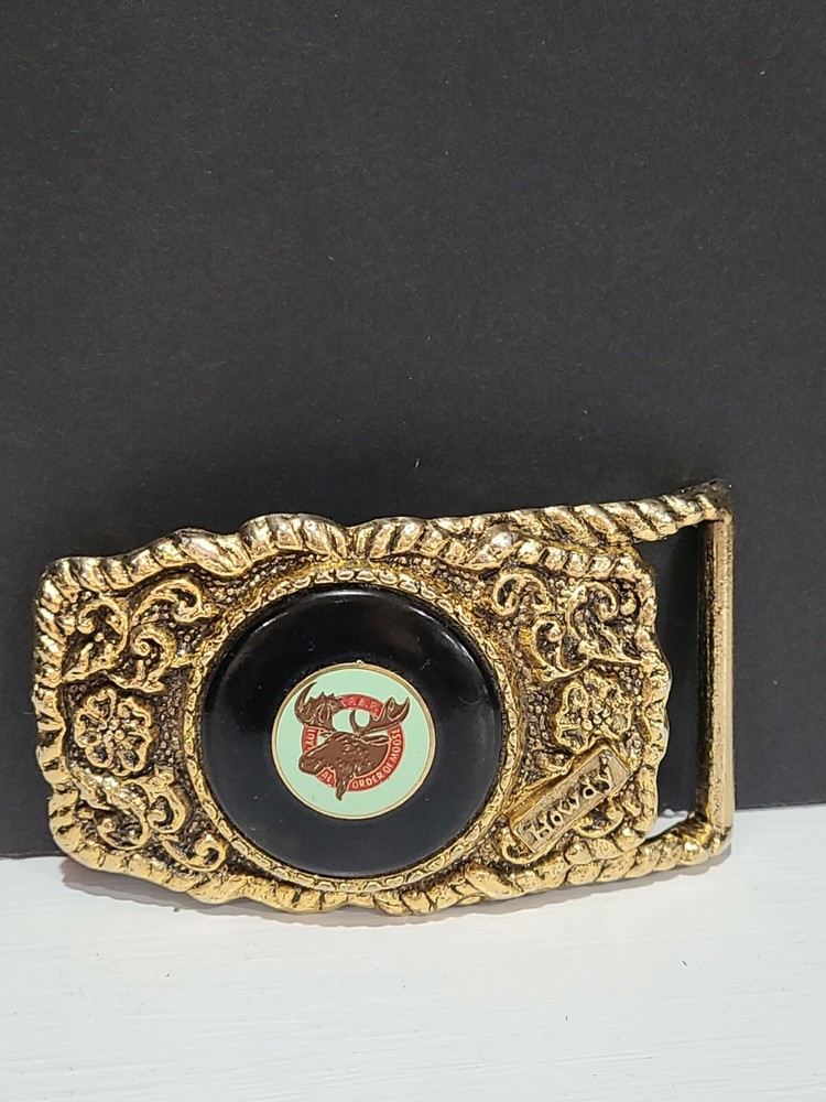 Vintage Loyal Order Of Moose Brass Belt Buckle P.A.P, HOWDY
