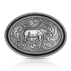 Montana Silversmiths Attitude Show Hog Pig Western Oval Belt Buckle