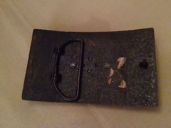 CB RADIO BELT BUCKLE CITIZENS BAND GOLD COPPER COLOR METAL RECTANGULAR UNMARKED.
