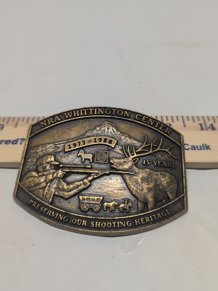 NRA Whittington Center 15 Years 1973-1988 Bronze Belt Buckle Hunting Shooting