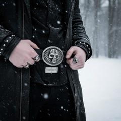 Men Women Buckle Silver Skull Skeleton Halloween Black Detail Big Size GothicBik