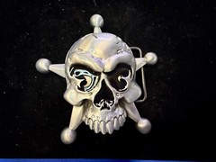 Creepy Skull Grinning Teeth Five Point Star Gothic Punk Cutout Belt Buckle