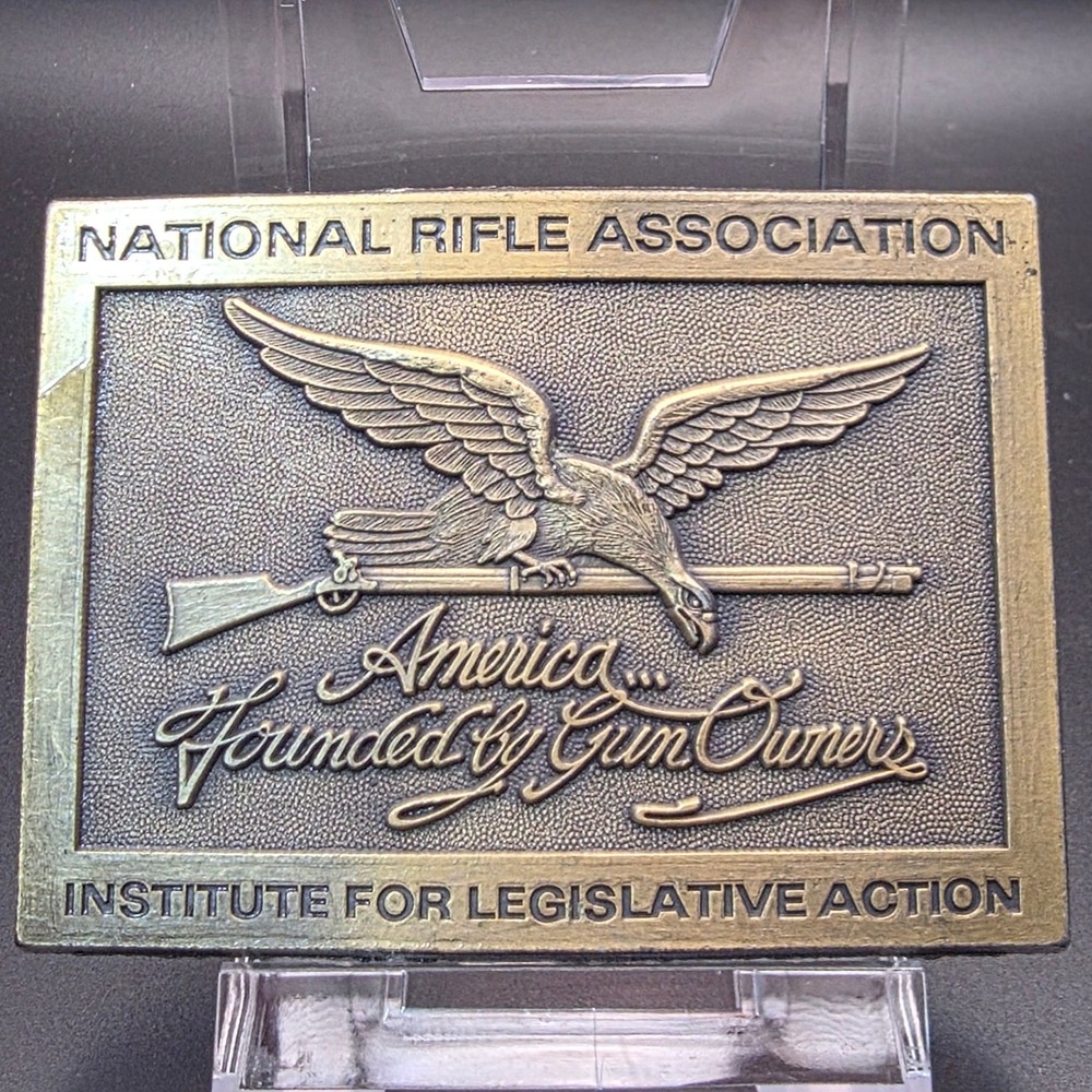 NRA Belt Buckle Mens Brass Excellent America Founded by Gun Owners ILA Eagle