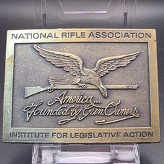 NRA Belt Buckle Mens Brass Excellent America Founded by Gun Owners ILA Eagle