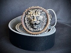 Darren McNeese Lion Belt Buckle 2.5” Round Patina Archive 07–09