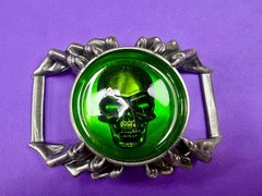 Alchemy Gothic Soul of Agrippa Skull Green Enameled Belt Buckle