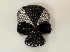 Skull Head Clear Bling Rhinestone Gothic Punk Figural Belt Buckle Missing Stone