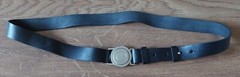 Belt, buckle similar to that of a scout, leather black size 107 cm/42 in, new UK