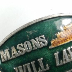 Masons Will Lay Anything Oval Mens Western Metal Belt Buckle Enamel Capt Hawks