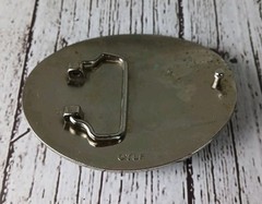 Belt Buckle Metal Motorcycle Skull Flames Mens Oval 3.5&Prime; x 2 5/8&Prime;