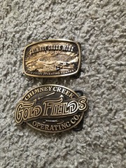 2x Chimney Creek Operating Co. Gold Fields Belt Buckles Solid Bronze Limited Edt