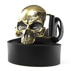 Skull Matte solid brass belt buckle, Dead head human skull solid belt buckle
