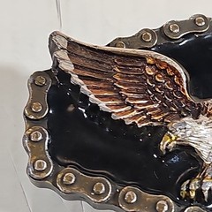 VTG 1983 Great American Buckle Co. Chicago Belt Buckle Enamel Eagle Biker Chain.