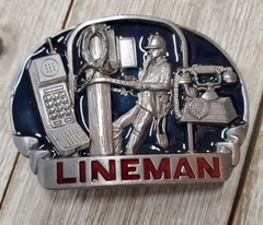 Vintage Lineman Pewter Belt Buckle