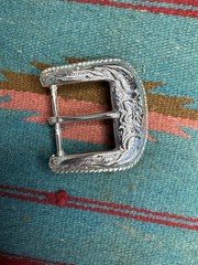 Vintage Western Cowgirl Floral Engraved Belt Buckle Rope Edge 41g
