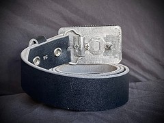“Galaxy” Industrial Gothic Blue Stone Belt Buckle OOAK Darren McNeese