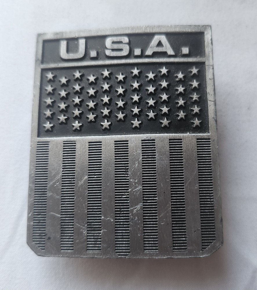 American Flag Pewter Belt Buckle USA United States – U.S.A.