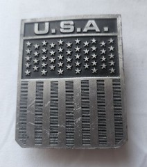 American Flag Pewter Belt Buckle USA United States – U.S.A.