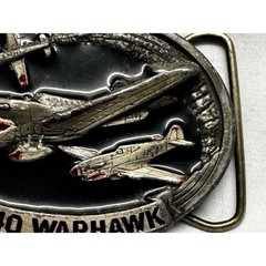 Vintage 1986 C+J Inc P-40 Warhawk Belt Buckle WWII Aviation Made in USA 1131