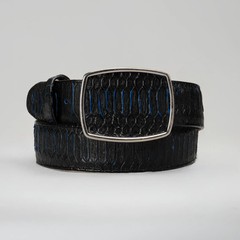 Men’s Viper Python Tribute Leather Metal Buckle Cowboy Belt – Midnight