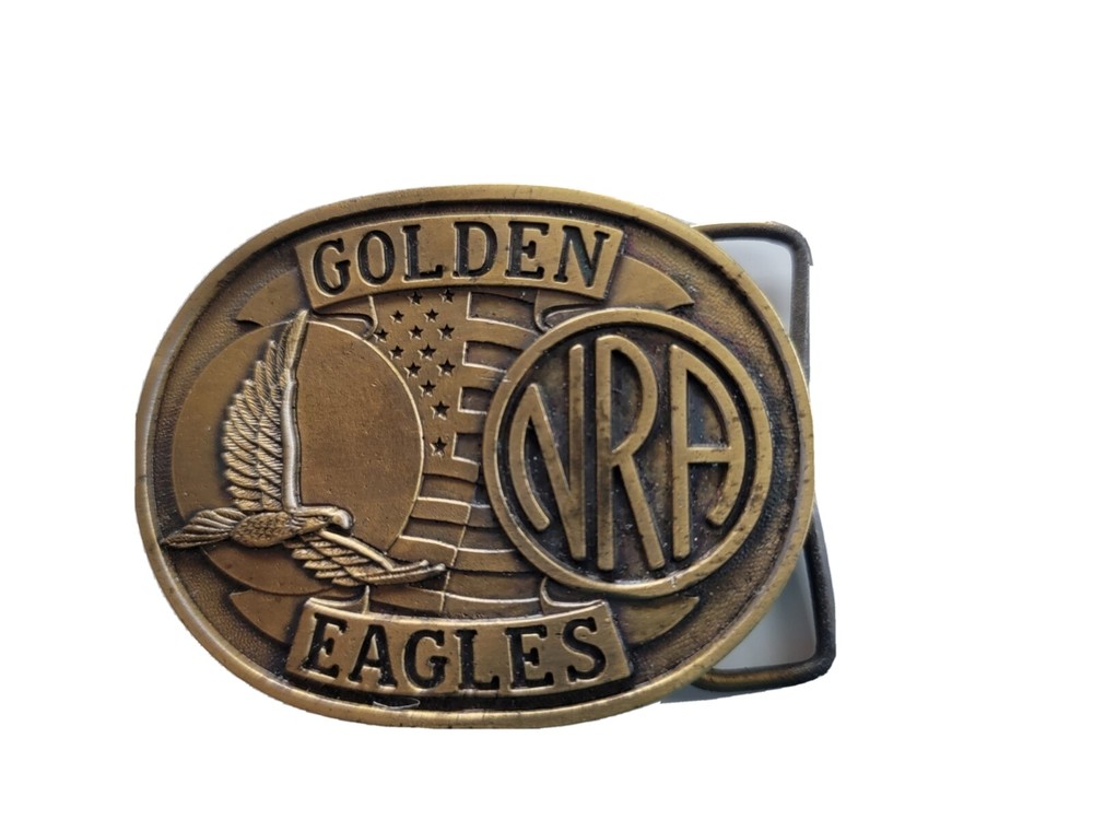 National Rifle Association Golden Eagles Belt Buckle Brass Shooting Hunting NRA