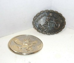 Gold Tone EAGLE Belt Buckle Star Bird In Flight & Yamaha Motorcycle