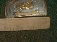 Vintage Nickel Silver Western Bull Riding Belt Buckle Silver Gold Floral 4&Prime;x3&Prime;