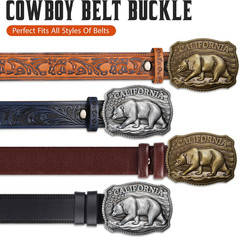 Western Belt Buckle for Men – California Grizzly Bear Cowboy Belt Buckles for…
