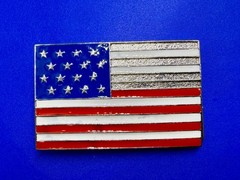 United States American Flag Stars Silver Striped Enamel Patriotic Belt Buckle