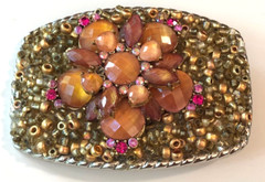 Vintage Hippy Style Gem Stone Jewelry Gold Belt Buckle