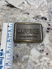 Vintage Metal Belt Buckle, Luck&rsquo;s, Country Style Foods, Groceries, Food, 3&Prime; x 2&Prime;
