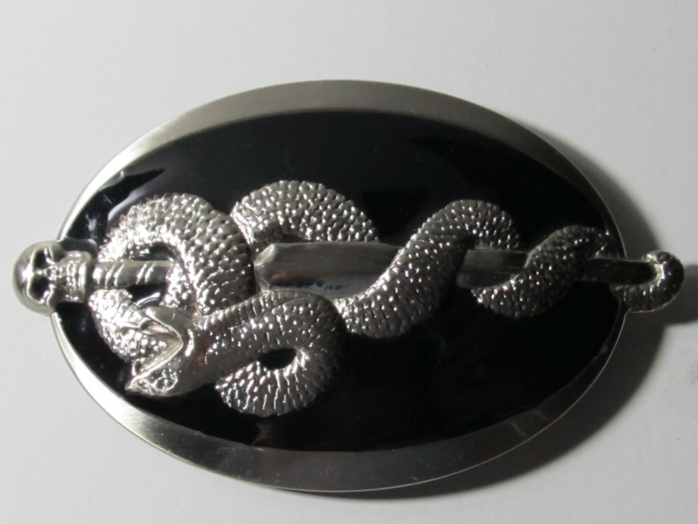 Oval Shape Sliver Snake Sword belt buckle