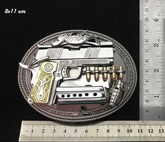 (MADE BY ORDER)MEN BELT BUCKLE HANDMADE STAINLESS STEEL WESTERN STYLE GUN KIMBER