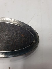 Set Of 3 Vintage Leather Snakeskin Oval Shaped Solid Brass Belt Buckles