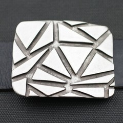 Rectangular Belt Buckle Silver Geometric For Interchangeable Belts 40mm