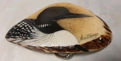 Belt Buckle Antler Elk Hand Painted Bird Signed By Artist Alice B Semich Nice