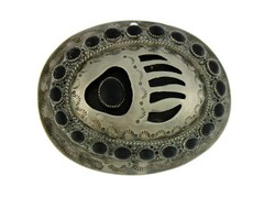 Zuni Navajo Native American Gary Nez Sterling Silver Bear Paw Concho Belt Buckle