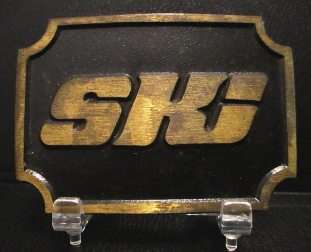 Vtg SKI Logo Brass Belt Buckle 1970&rsquo;s Dyna Buckle Utah Downhill Cross Country