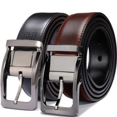 Belts for Men 57-58, Rectangle Rotated Buckle With Burnt Umber/Black Belt