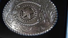 M&F Western Nocona Silver Star & Filigree Swirl Oval Belt Buckle 3756844