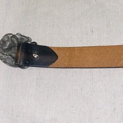 Vintage 1995 Bergamot Leather Embossed Train Belt Colored Railroad Buckle