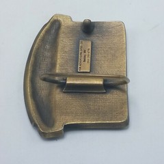 1987 HOLMES SAFETY ASSOCIATION BRASS MINING BELT BUCKLE 3 1/2&Prime; x 2 1/2&Prime; EUC