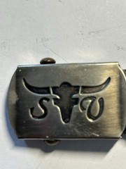 Military Style Longhorn Steer Slide Style Belt Buckle