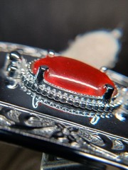 Western Red Stone Silver Belt Buckle