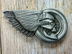 Eagle Head Wing Skull Motorcycle Wheel Rim Biker Punk Vibe Belt Buckle