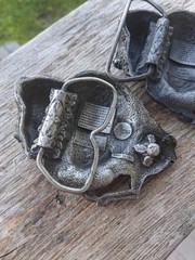 Set of 2 Bergamot Brass Works Z-145 Bison Buffalo Silver Brass Western Buckle