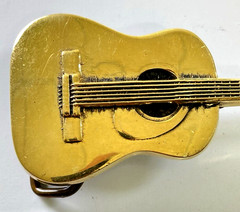 Vintage 1978, Solid Brass, Baron Belt Buckle Country Western Guitar, Free Ship