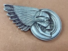 Eagle Head Wing Skull Motorcycle Wheel Rim Biker Punk Vibe Belt Buckle