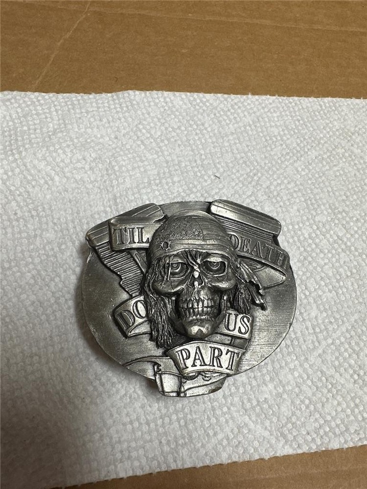 1994 Bergamot Brass Works Til Death Do Us Part Belt Buckle V-249